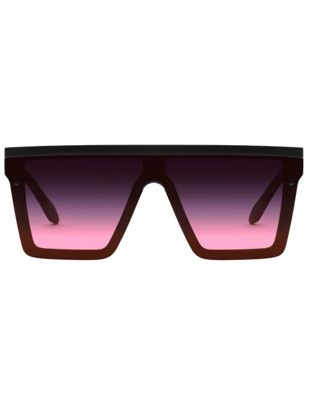 QUAY Hindsight Sunglasses Matte Black Frame Black Pink Fade Lens Shield NEW